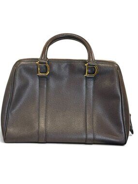 Christian Dior Vintage Brown Leather Top Handle Bag With Gold Hardware & Padlock